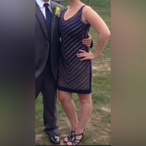 Navy Blue formal dress with stud detail